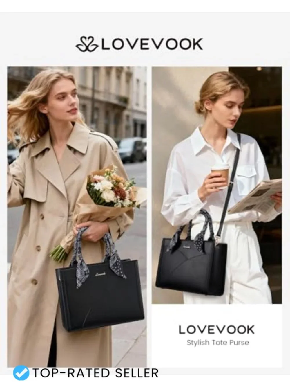 Vegan Leather Satchel Tote Purse with Scarf for Women Work Bag